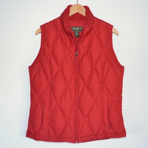 Eddie Bauer premium goose down red vest‎ MT tall - Picture 1 of 7